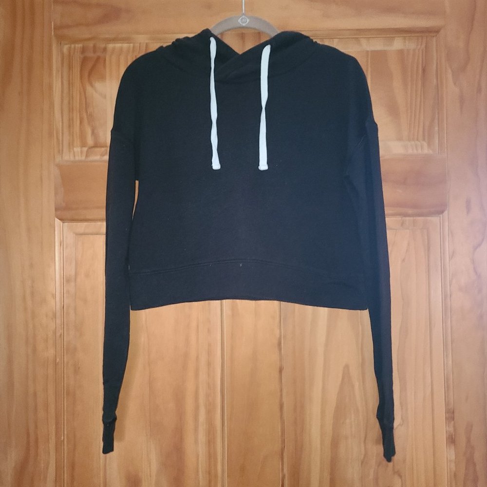 So Black Cropped Hooded Sweatshirt